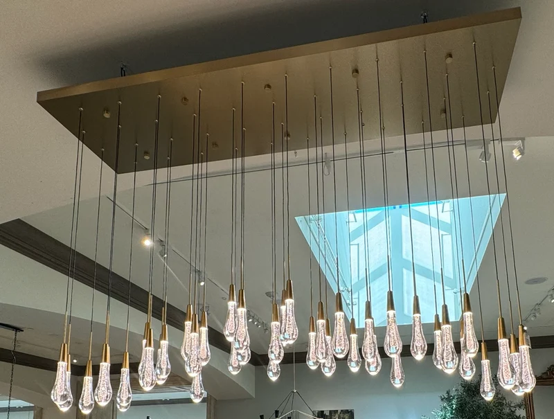 Lineaire Kroonluchter LED Dimbaar Verstelbaar Glas Hanglamp 6 Maten Messing Brons Nikkel Eetkamer Woonkamer | Sansoti