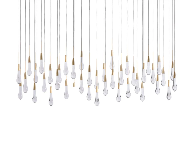 Lineaire Kroonluchter LED Dimbaar Verstelbaar Glas Hanglamp 6 Maten Messing Brons Nikkel Eetkamer Woonkamer | Sansoti