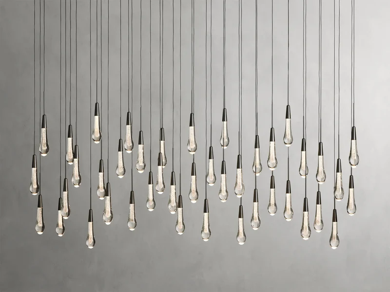 Lineaire Kroonluchter LED Dimbaar Verstelbaar Glas Hanglamp 6 Maten Messing Brons Nikkel Eetkamer Woonkamer | Sansoti