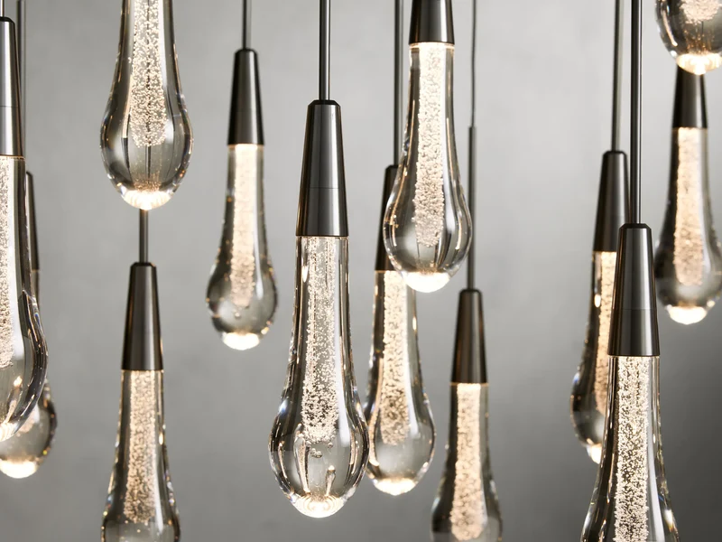 Lineaire Kroonluchter LED Dimbaar Verstelbaar Glas Hanglamp 6 Maten Messing Brons Nikkel Eetkamer Woonkamer | Sansoti