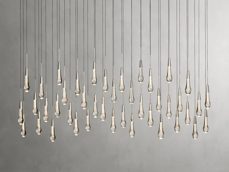 Lineaire Kroonluchter LED Dimbaar Verstelbaar Glas Hanglamp 6 Maten Messing Brons Nikkel Eetkamer Woonkamer | Sansoti