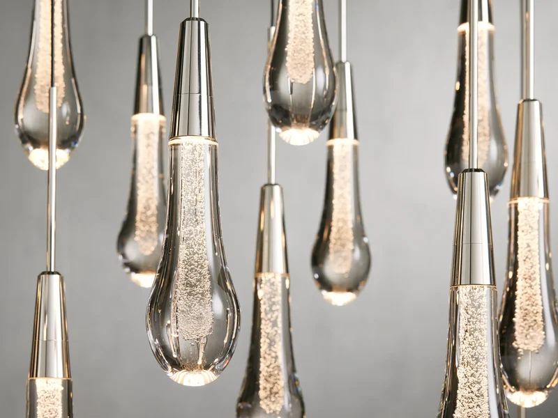 Lineaire Kroonluchter LED Dimbaar Verstelbaar Glas Hanglamp 6 Maten Messing Brons Nikkel Eetkamer Woonkamer | Sansoti