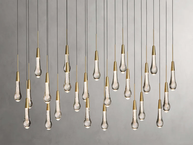 Lineaire Kroonluchter LED Dimbaar Verstelbaar Glas Hanglamp 6 Maten Messing Brons Nikkel Eetkamer Woonkamer | Sansoti
