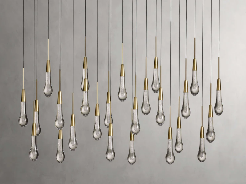 Lineaire Kroonluchter LED Dimbaar Verstelbaar Glas Hanglamp 6 Maten Messing Brons Nikkel Eetkamer Woonkamer | Sansoti