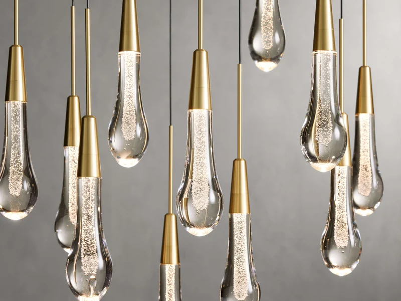 Lineaire Kroonluchter LED Dimbaar Verstelbaar Glas Hanglamp 6 Maten Messing Brons Nikkel Eetkamer Woonkamer | Sansoti