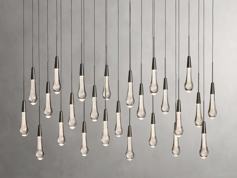 Lineaire Kroonluchter LED Dimbaar Verstelbaar Glas Hanglamp 6 Maten Messing Brons Nikkel Eetkamer Woonkamer | Sansoti