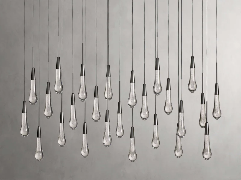 Lineaire Kroonluchter LED Dimbaar Verstelbaar Glas Hanglamp 6 Maten Messing Brons Nikkel Eetkamer Woonkamer | Sansoti