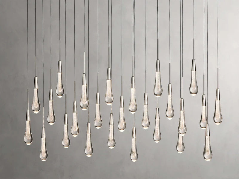 Lineaire Kroonluchter LED Dimbaar Verstelbaar Glas Hanglamp 6 Maten Messing Brons Nikkel Eetkamer Woonkamer | Sansoti