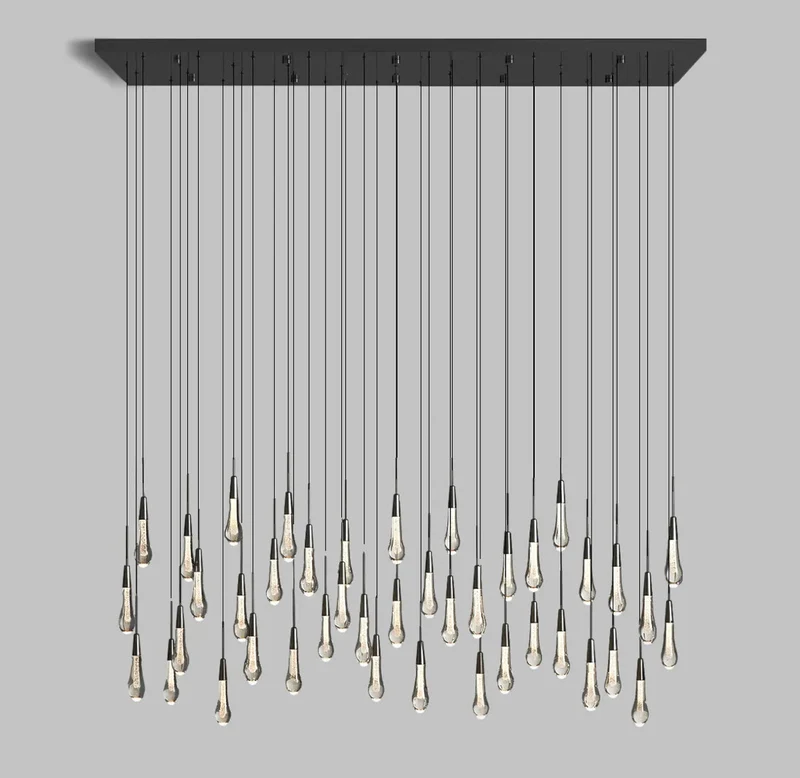 Lineaire Kroonluchter LED Dimbaar Verstelbaar Glas Hanglamp 6 Maten Messing Brons Nikkel Eetkamer Woonkamer | Sansoti
