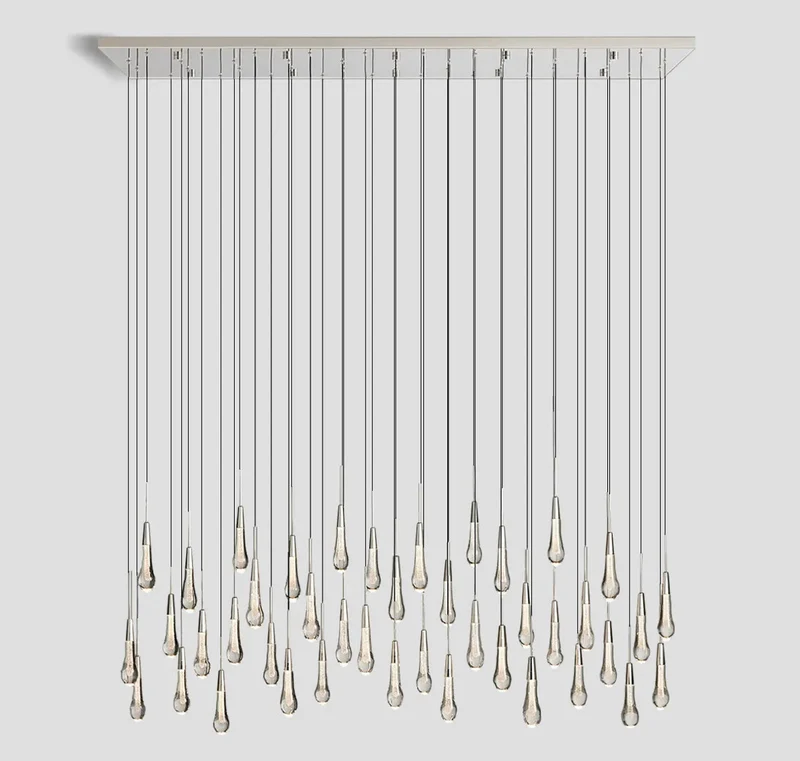 Lineaire Kroonluchter LED Dimbaar Verstelbaar Glas Hanglamp 6 Maten Messing Brons Nikkel Eetkamer Woonkamer | Sansoti