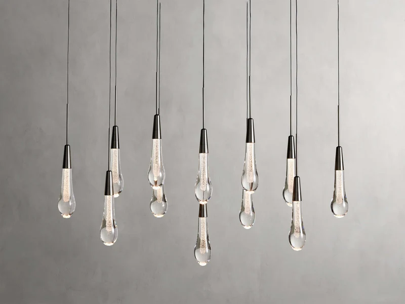 Lineaire Kroonluchter LED Dimbaar Verstelbaar Glas Hanglamp 6 Maten Messing Brons Nikkel Eetkamer Woonkamer | Sansoti