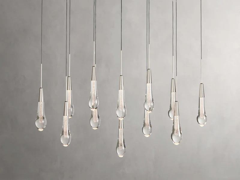 Lineaire Kroonluchter LED Dimbaar Verstelbaar Glas Hanglamp 6 Maten Messing Brons Nikkel Eetkamer Woonkamer | Sansoti