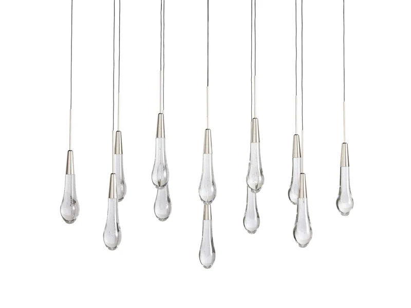 Lineaire Kroonluchter LED Dimbaar Verstelbaar Glas Hanglamp 6 Maten Messing Brons Nikkel Eetkamer Woonkamer | Sansoti