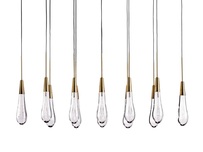 Lineaire Kroonluchter LED Dimbaar Verstelbaar Glas Hanglamp 6 Maten Messing Brons Nikkel Eetkamer Woonkamer | Sansoti