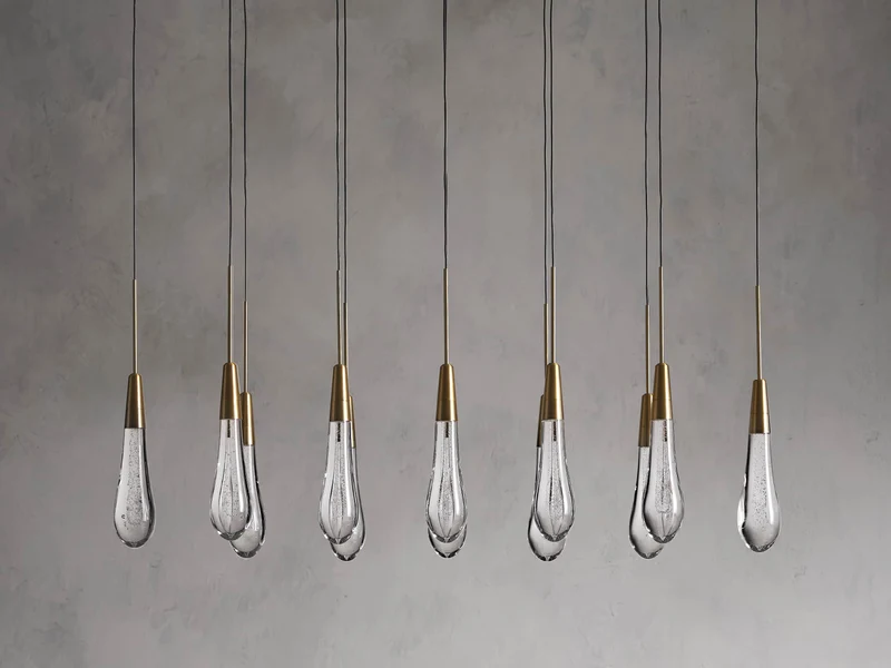 Lineaire Kroonluchter LED Dimbaar Verstelbaar Glas Hanglamp 6 Maten Messing Brons Nikkel Eetkamer Woonkamer | Sansoti