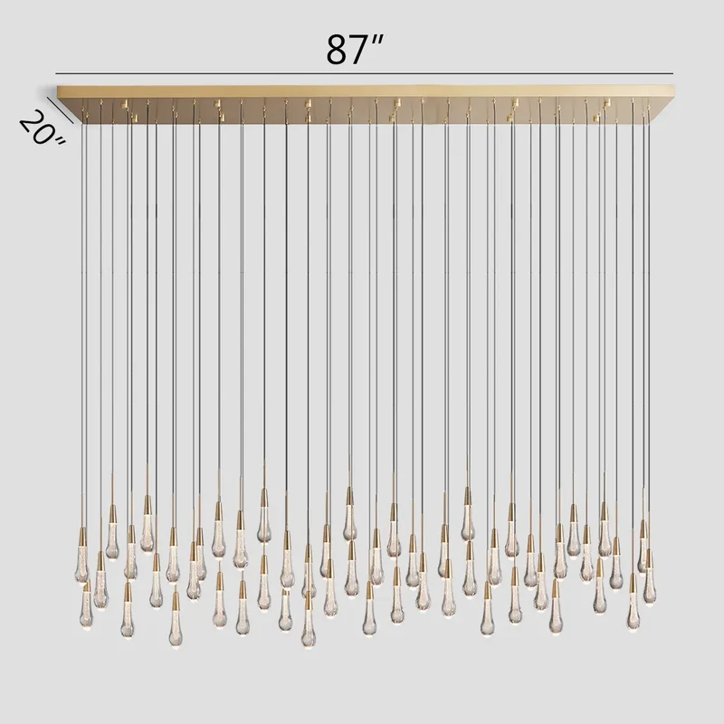 Lineaire Kroonluchter LED Dimbaar Verstelbaar Glas Hanglamp 6 Maten Messing Brons Nikkel Eetkamer Woonkamer | Sansoti