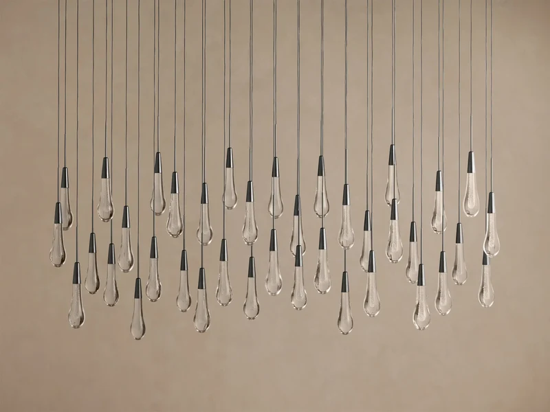 Lineaire Kroonluchter LED Dimbaar Verstelbaar Glas Hanglamp 6 Maten Messing Brons Nikkel Eetkamer Woonkamer | Sansoti