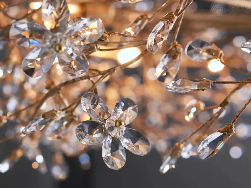 Kroonluchter met Bladgoud Afwerking 6-12 Lichtpunten Hanglamp Handgemaakt IJzer Verstelbaar Eettafel | Sansoti