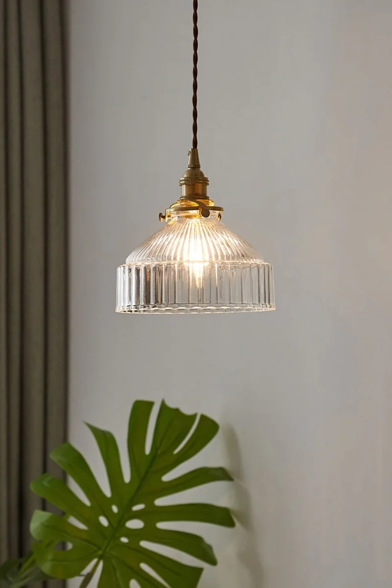 Hanglamp Glas Messing Warm Licht Hal Slaapkamer Woonkamer Retro Stijl Sfeervol Vintage Plafondlamp Design | Sansoti