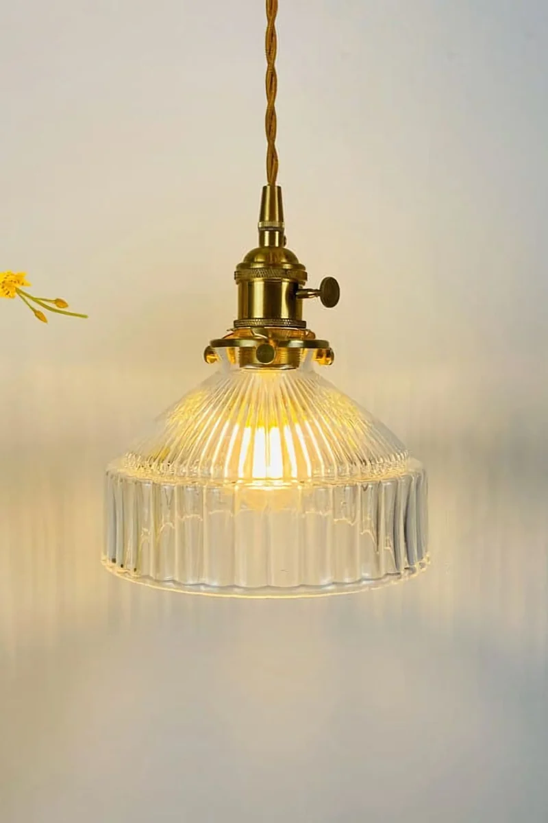 Hanglamp Glas Messing Warm Licht Hal Slaapkamer Woonkamer Retro Stijl Sfeervol Vintage Plafondlamp Design | Sansoti