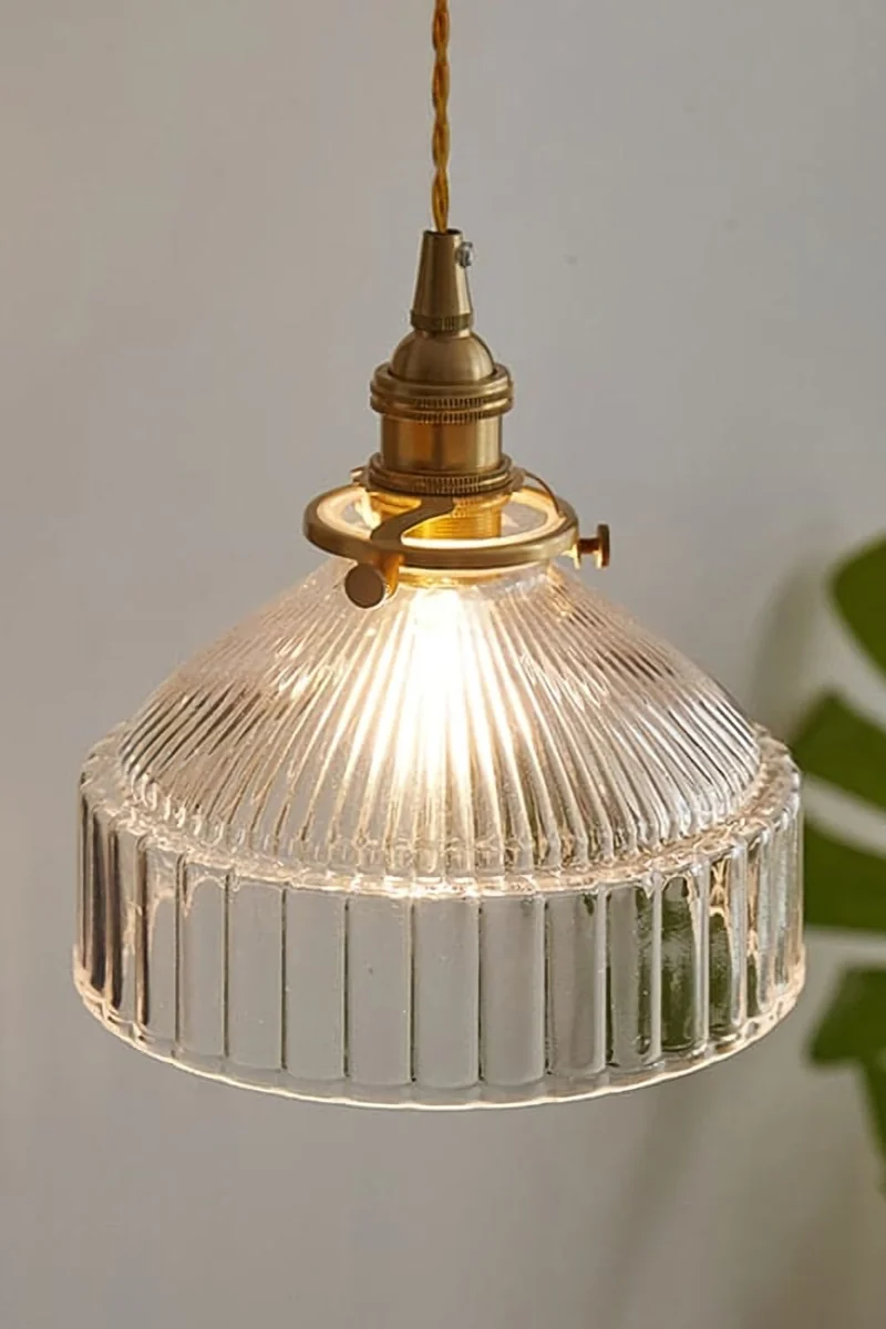 Hanglamp Glas Messing Warm Licht Hal Slaapkamer Woonkamer Retro Stijl Sfeervol Vintage Plafondlamp Design | Sansoti