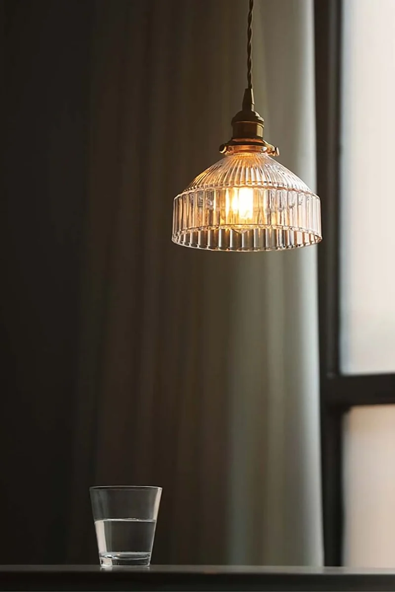 Hanglamp Glas Messing Warm Licht Hal Slaapkamer Woonkamer Retro Stijl Sfeervol Vintage Plafondlamp Design | Sansoti