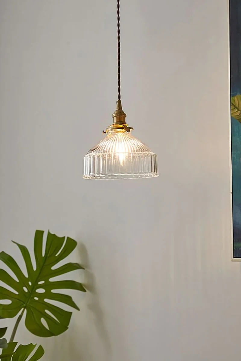 Hanglamp Glas Messing Warm Licht Hal Slaapkamer Woonkamer Retro Stijl Sfeervol Vintage Plafondlamp Design | Sansoti