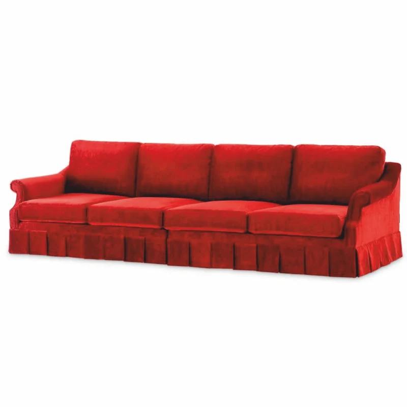 Casa Padrino Luxus Samt Sofa Rot 316 cm - Luxus Wohnzimmer & Hotel Möbel