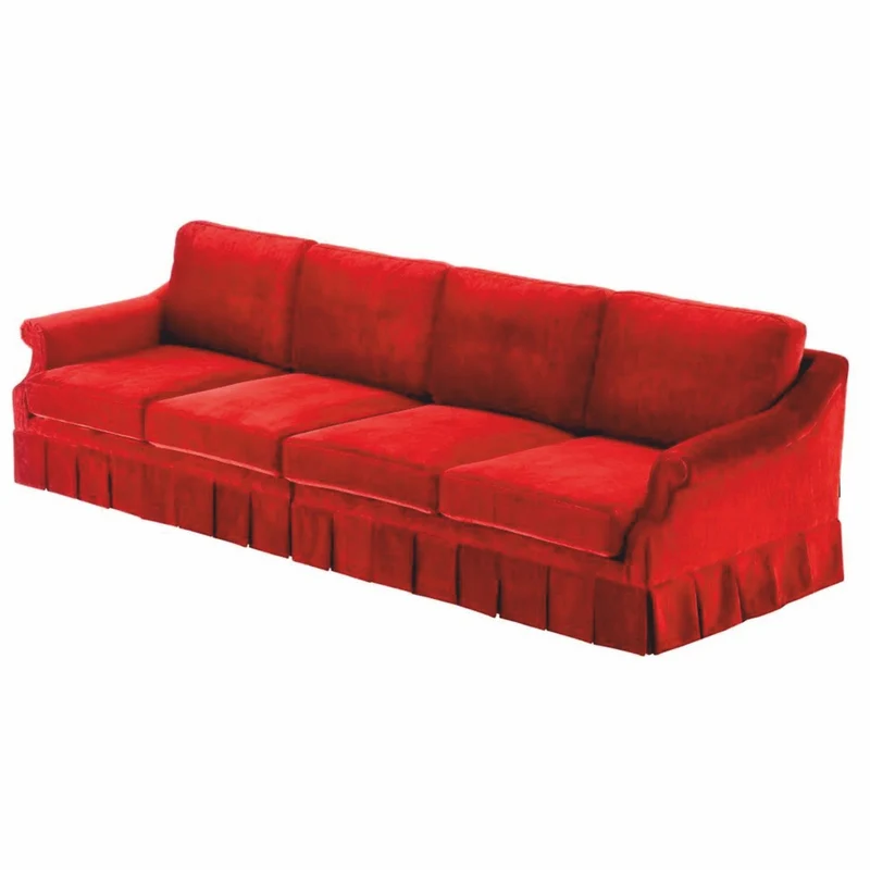Casa Padrino Luxus Samt Sofa Rot 316 cm - Luxus Wohnzimmer & Hotel Möbel