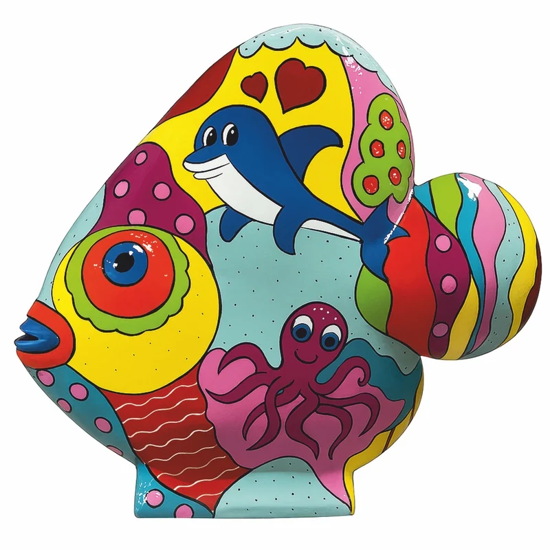Casa Padrino XXL Deko Skulptur Fisch Bunt 126 x H. 108 cm - Deko Figur