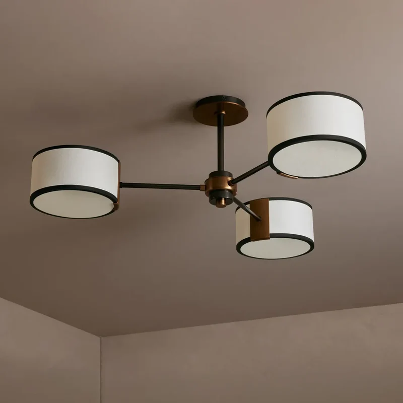 Ronde Plafondlamp met Stoffen Kap 91cm Warm Licht voor Woonkamer Slaapkamer Eetkamer Moderne Sfeerverlichting | Sansoti