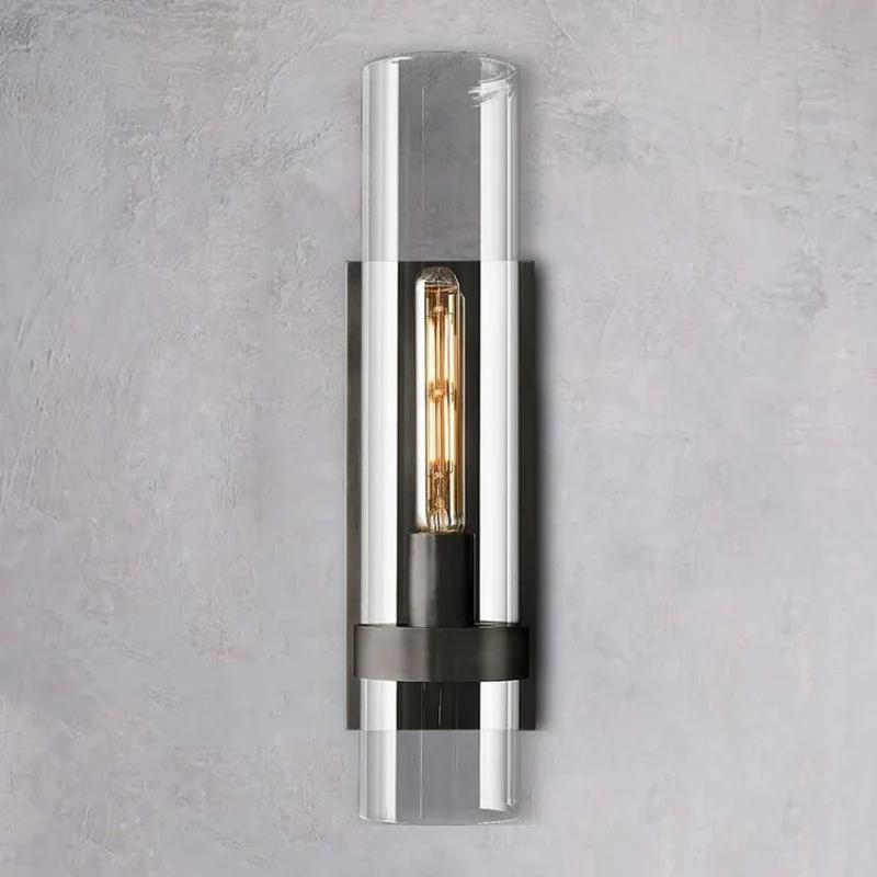 Wandlamp Glas en Messing met Cilinderkap Warm Wit Licht Woonkamer Slaapkamer Hal Verlichting Luxe Design | Sansoti