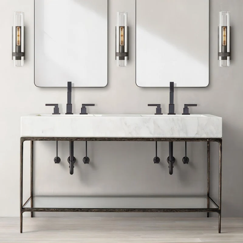 Wandlamp Glas en Messing met Cilinderkap Warm Wit Licht Woonkamer Slaapkamer Hal Verlichting Luxe Design | Sansoti