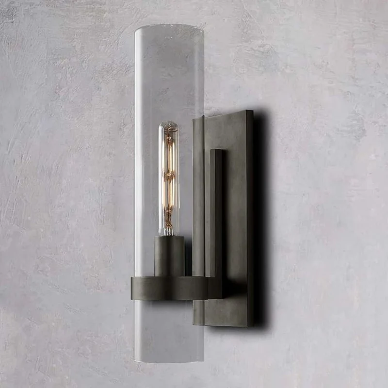 Wandlamp Glas en Messing met Cilinderkap Warm Wit Licht Woonkamer Slaapkamer Hal Verlichting Luxe Design | Sansoti