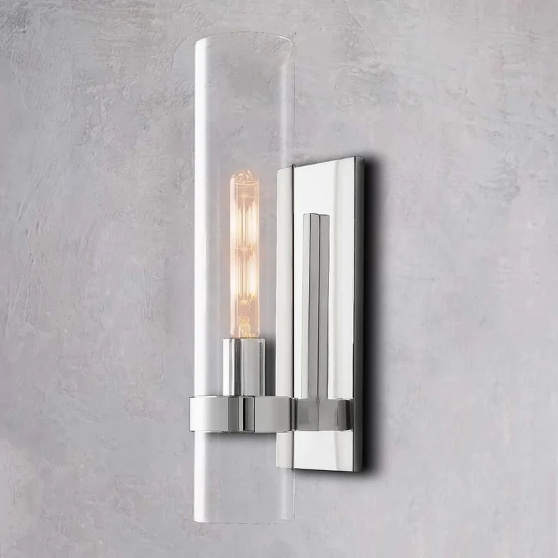 Wandlamp Glas en Messing met Cilinderkap Warm Wit Licht Woonkamer Slaapkamer Hal Verlichting Luxe Design | Sansoti