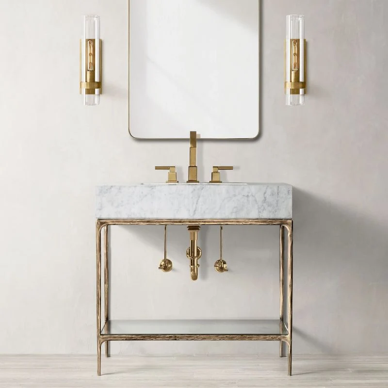 Wandlamp Glas en Messing met Cilinderkap Warm Wit Licht Woonkamer Slaapkamer Hal Verlichting Luxe Design | Sansoti