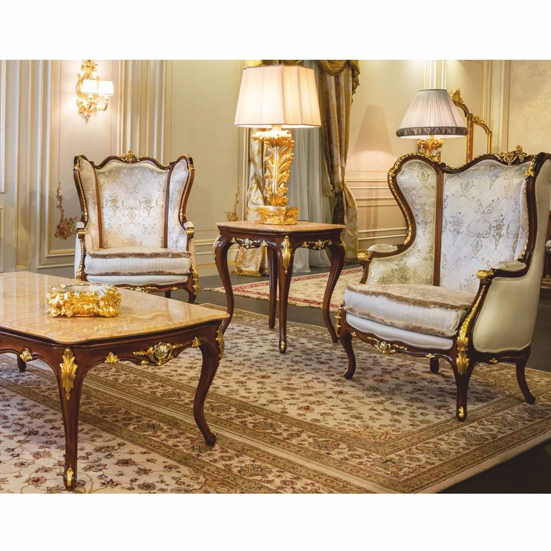 Casa Padrino Luxus Barock Couchtisch Beige / Dunkelbraun / Gold 146 cm - Made in Italy