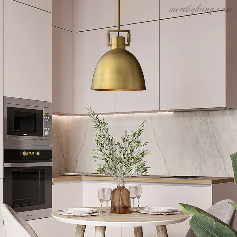 Industriële Hanglamp Metaal Keuken Eetkamer Boogvorm Koepelkap E26 Dimbaar Verstelbaar Messing Zwart | Sansoti