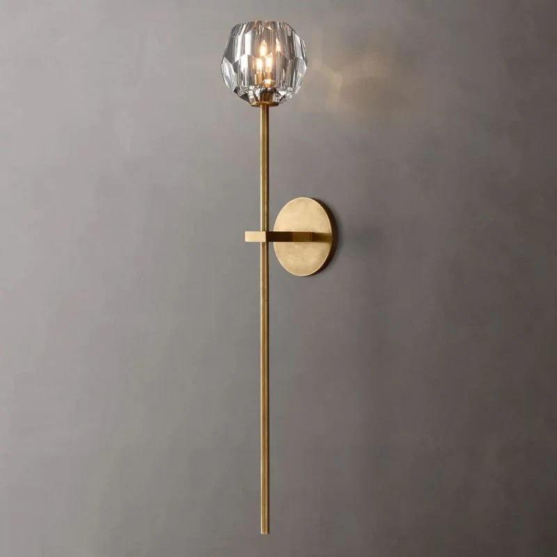 Kristallen Wandlamp met Glazen Bol en Messing Afwerking voor Sfeervolle Woonkamer Slaapkamer Entree Verlichting | Sansoti