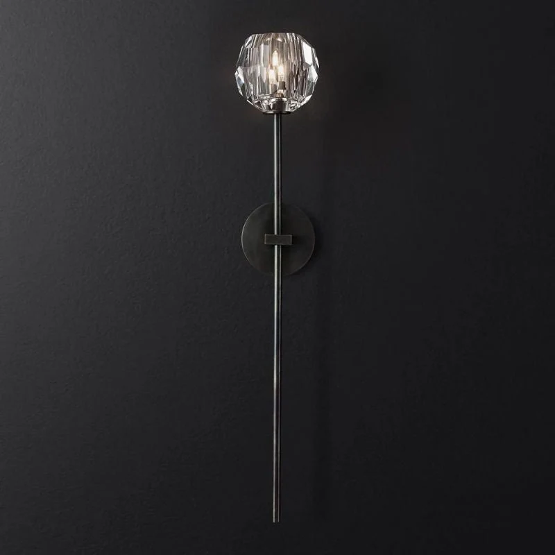 Kristallen Wandlamp met Glazen Bol en Messing Afwerking voor Sfeervolle Woonkamer Slaapkamer Entree Verlichting | Sansoti