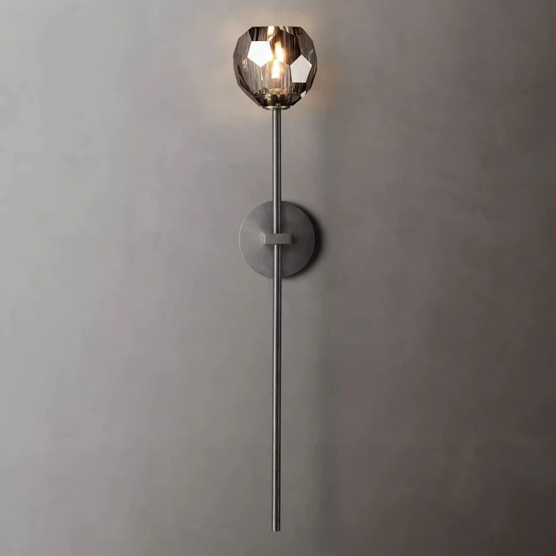 Kristallen Wandlamp met Glazen Bol en Messing Afwerking voor Sfeervolle Woonkamer Slaapkamer Entree Verlichting | Sansoti
