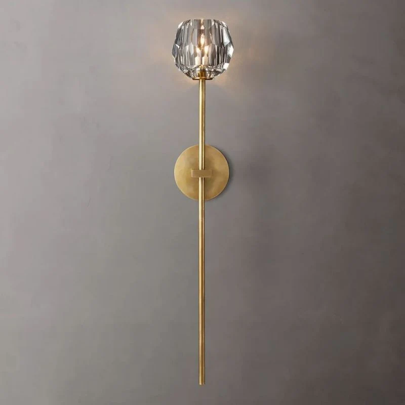 Kristallen Wandlamp met Glazen Bol en Messing Afwerking voor Sfeervolle Woonkamer Slaapkamer Entree Verlichting | Sansoti