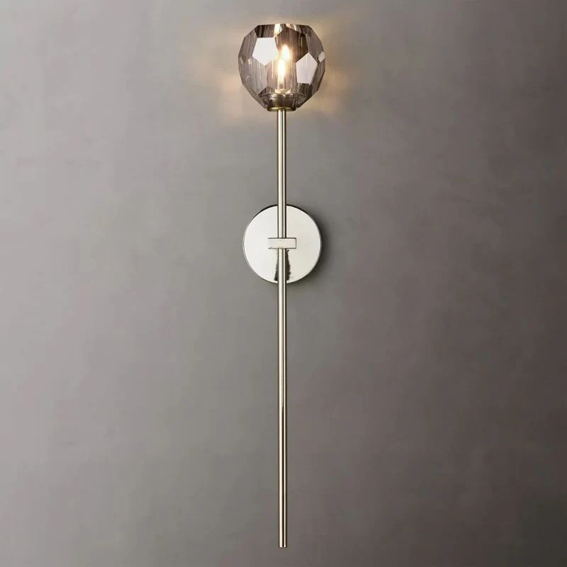 Kristallen Wandlamp met Glazen Bol en Messing Afwerking voor Sfeervolle Woonkamer Slaapkamer Entree Verlichting | Sansoti
