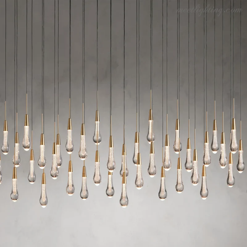 Lineaire Kroonluchter met Verstelbare LED-lampen Geschikt voor Eetkamer en Keuken Handgemaakt Glas Modern Design | Sansoti