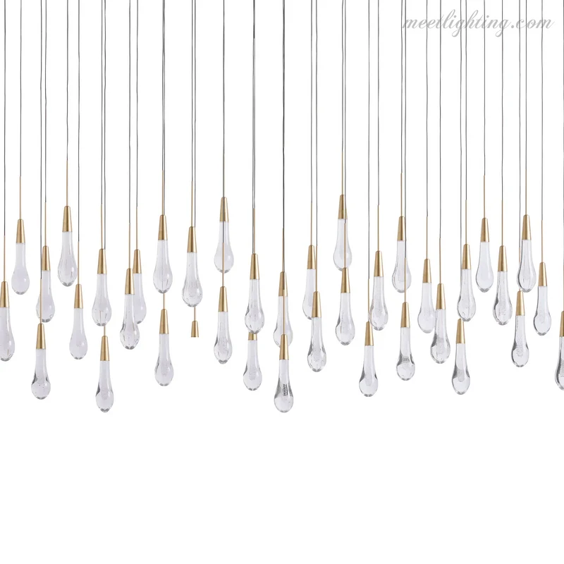 Lineaire Kroonluchter met Verstelbare LED-lampen Geschikt voor Eetkamer en Keuken Handgemaakt Glas Modern Design | Sansoti