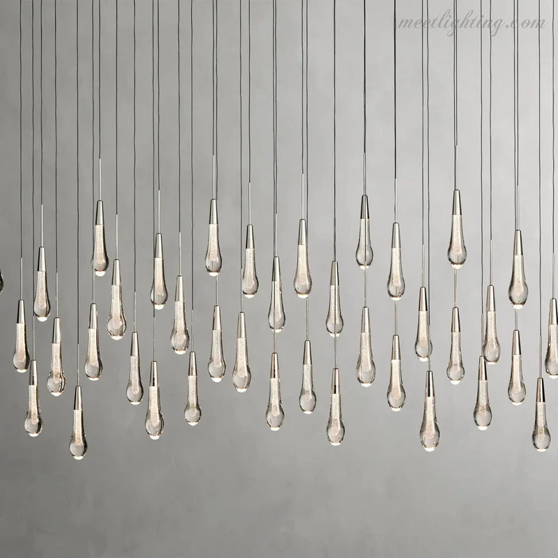 Lineaire Kroonluchter met Verstelbare LED-lampen Geschikt voor Eetkamer en Keuken Handgemaakt Glas Modern Design | Sansoti