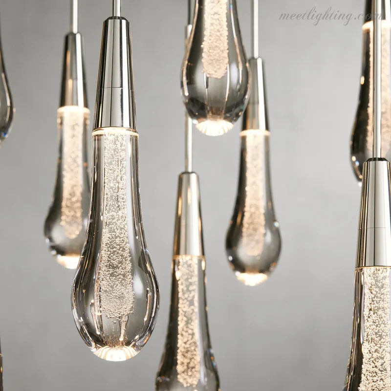 Lineaire Kroonluchter met Verstelbare LED-lampen Geschikt voor Eetkamer en Keuken Handgemaakt Glas Modern Design | Sansoti