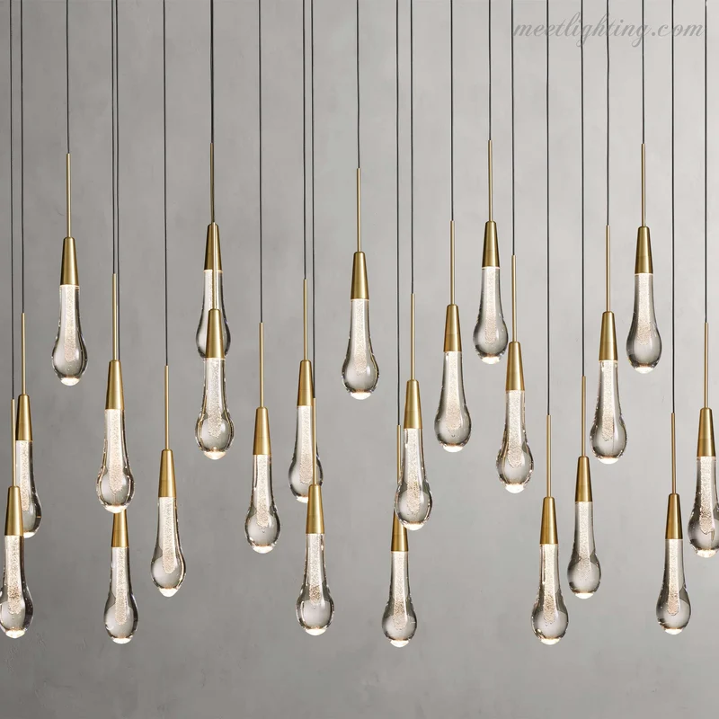 Lineaire Kroonluchter met Verstelbare LED-lampen Geschikt voor Eetkamer en Keuken Handgemaakt Glas Modern Design | Sansoti