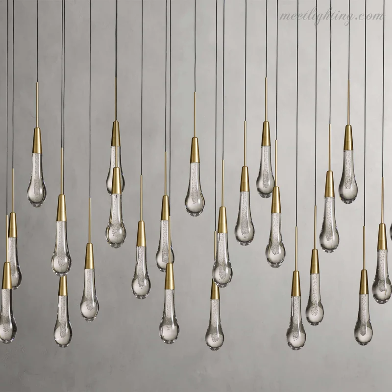 Lineaire Kroonluchter met Verstelbare LED-lampen Geschikt voor Eetkamer en Keuken Handgemaakt Glas Modern Design | Sansoti