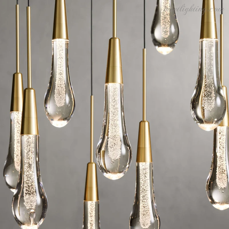 Lineaire Kroonluchter met Verstelbare LED-lampen Geschikt voor Eetkamer en Keuken Handgemaakt Glas Modern Design | Sansoti